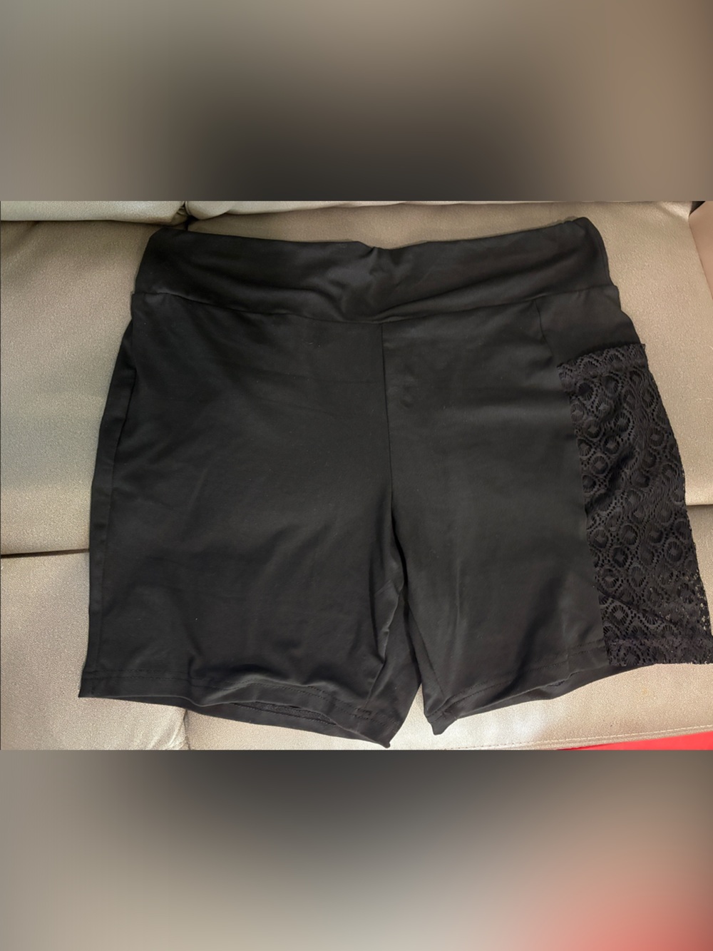 SHEIN Black Lace-Panel Bike Shorts